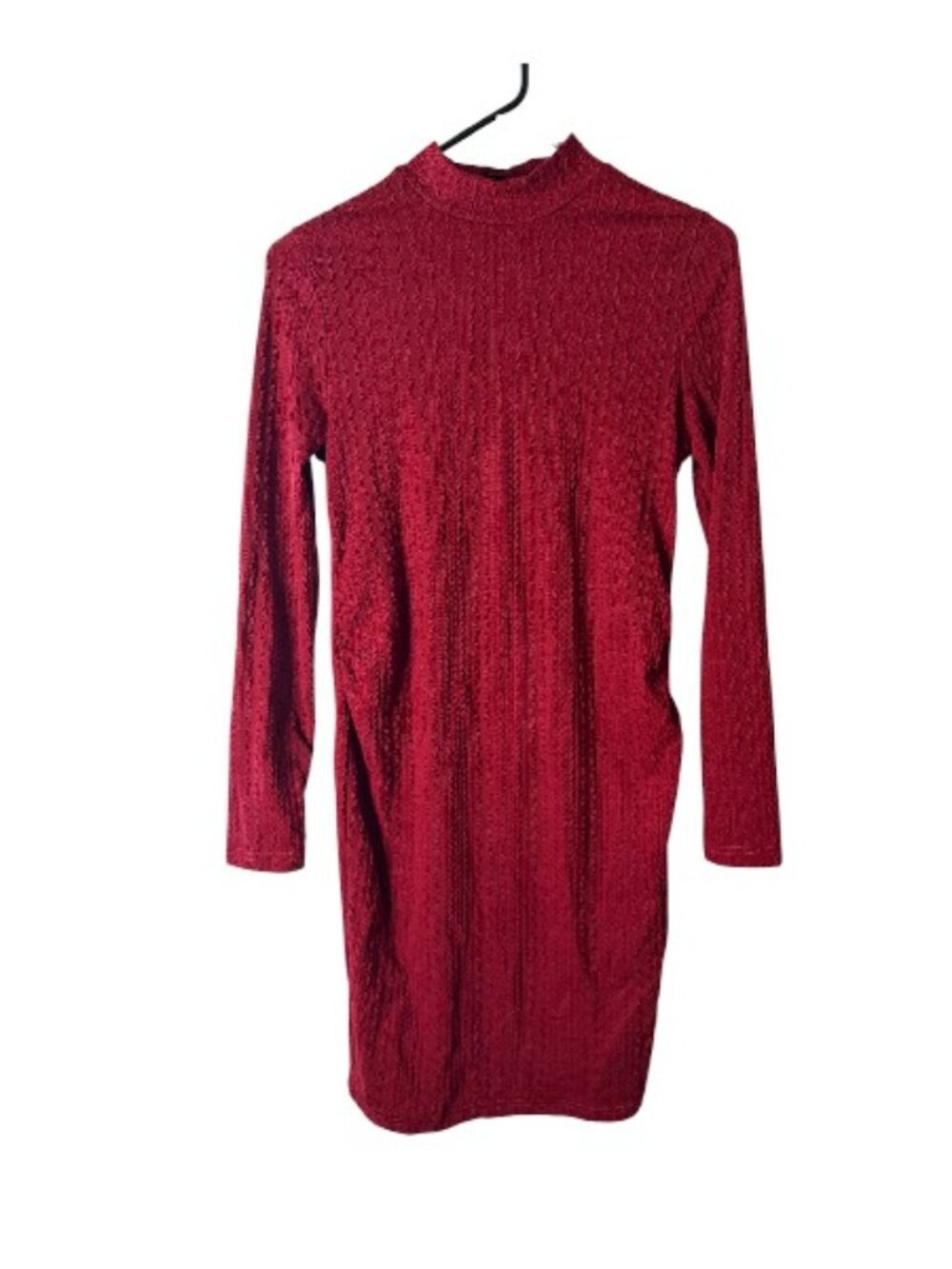 SHEIN MATERNITY Red Bodycon Knit Mock Neck Long Sleeve Dress Small
